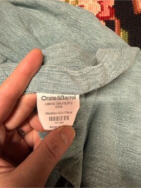 Crate&Barrel Cyan Linen Tablecloth - 60x90”